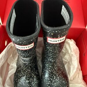 Hunter Kids Black Speckle Waterproof Rain Boots